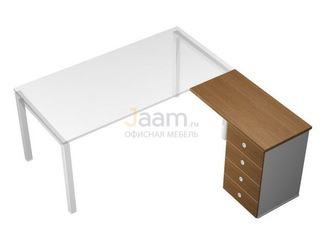 Мебель для персонала Брифинг-приставка с тумбой 4-ящичной с центральным замком левая/правая КВ 252